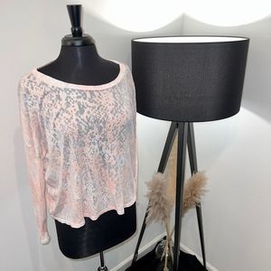 NWOT Peach Love California Sheer Pink Animal Print Burnout Long Sleeve Shirt